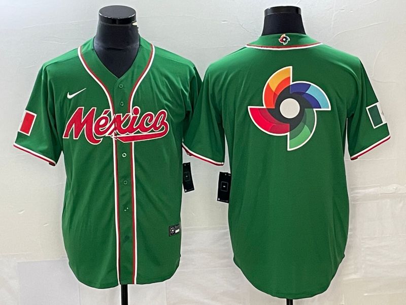 Men 2023 World Cub Mexico Blank Green Nike MLB Jersey12